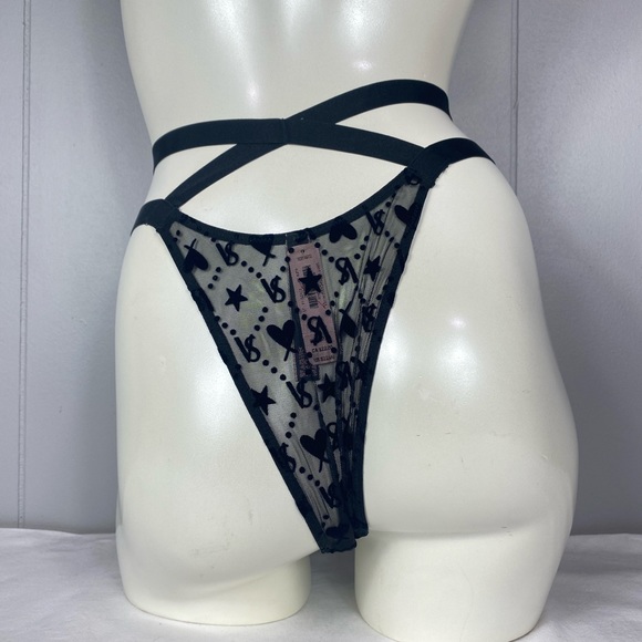 VS Black Mesh/Velvet Ringmaster Brazilian Panty - Picture 2 of 3